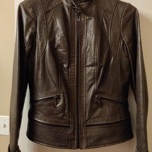 Bernardo Leather olive green jacket